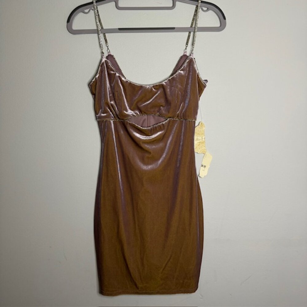 Altar'd State Mauve Velvet Dress w/ Rhinestone Straps Size XS NEW!!!!